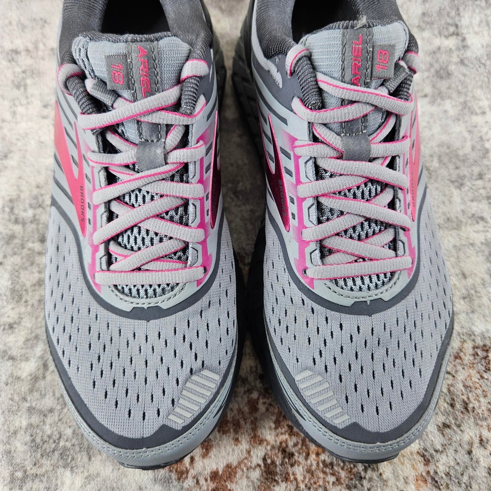 Brooks Ariel 18 Running Shoes Womens 9B Grey Pink 1202711B091 Training Sneakers - Picture 3 of 14